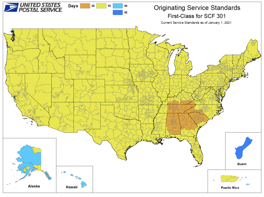 "Ogiginating Service Standards" map of United States