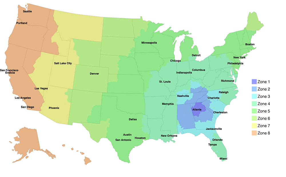 Usps Shipping Zones Map