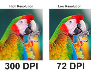 Print resolution comparison 300 vs 72 DPI