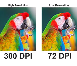 Print resolution comparison 300 vs 72 DPI