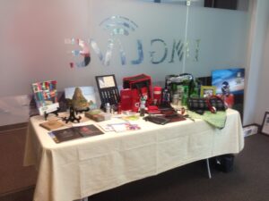 Table with merchandise